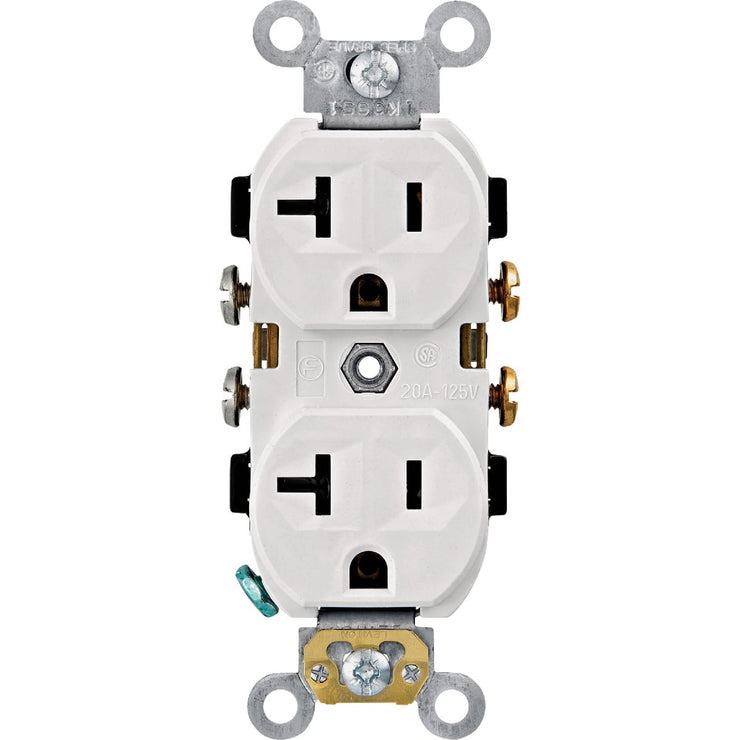 Image of Leviton 20A White Commercial Grade 5-20R Combination Side Back Wire Duplex Outlet