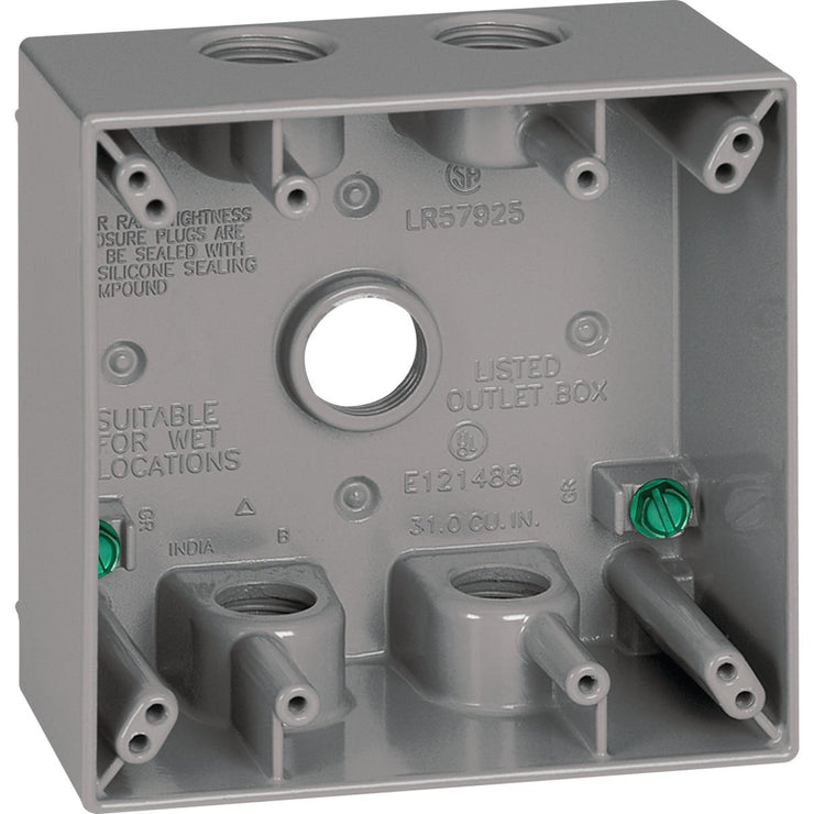 Image of Southwire Single Gang 3/4 In. 5-Hole Side-Hole White Weatherproof Junction Box