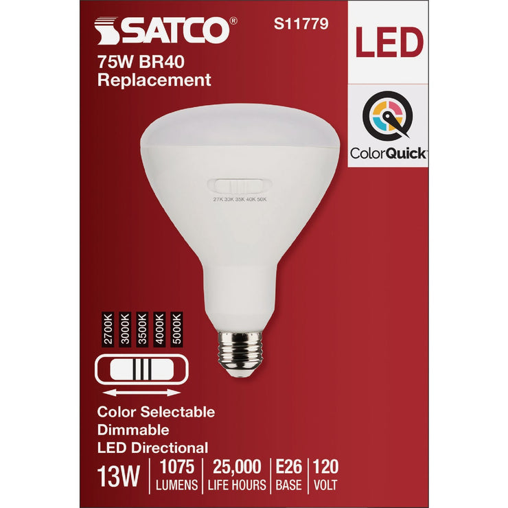 Image of Satco 75W Equivalent 5CCT-Selectable BR40 Medium Dimmable LED Floodlight Bulb