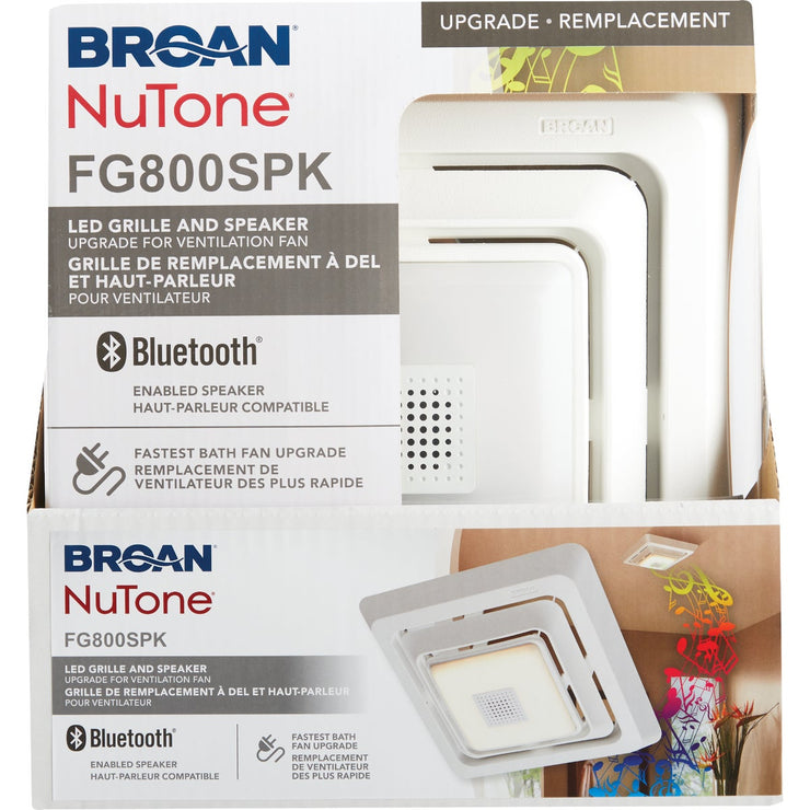 Image of Broan-NuTone Sensonic 11 In. x 9-3/4 In. x 2 In. White Bath Exhaust Fan Upgrade Kit with Bluetooth Speaker & LED Light