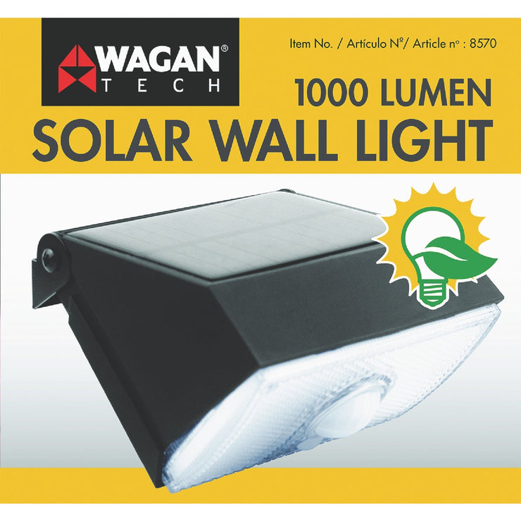 Image of Wagan Tech Black Motion Activated Dusk To Dawn 1000 Lm. Solar Wall Light