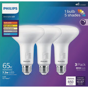 Image of Philips 65W Equivalent 5CCT BR30 Medium Dimmable LED Floodlight Light Bulb (3-Pack)