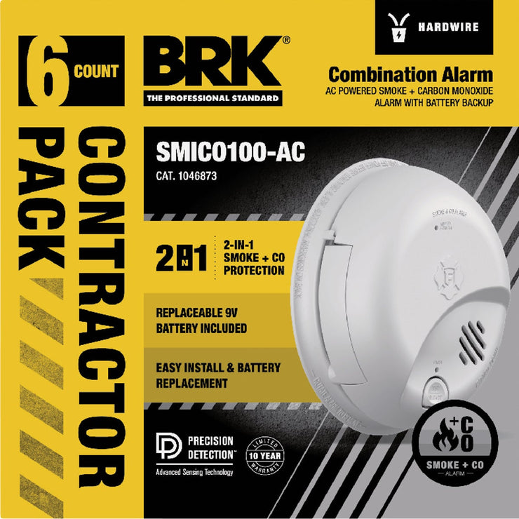 Image of BRK Hardwired Ionization Combination Smoke & Carbon Monoxide Alarm (6-Pack)