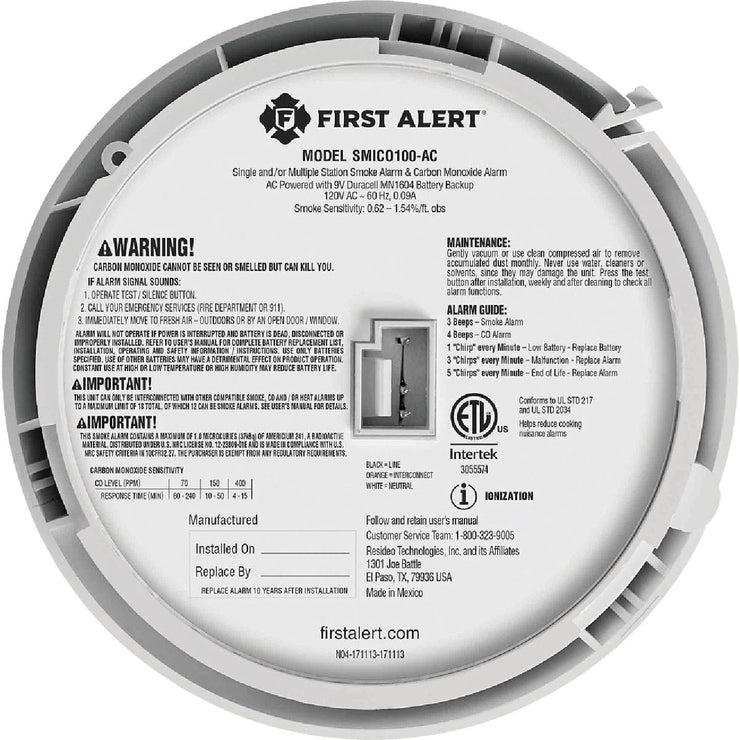 Image of BRK Hardwired Ionization Combination Smoke & Carbon Monoxide Alarm (6-Pack)