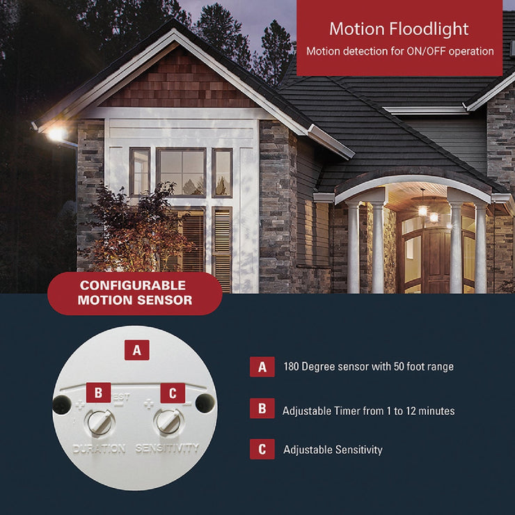 Image of Halo White Motion Activated Incandescent Security Floodlight Fixture