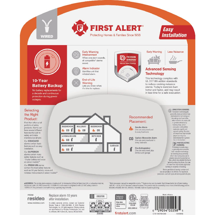 Image of First Alert Interconnect Hardwire Ionization Smoke Alarm with 10-Year Battery Backup