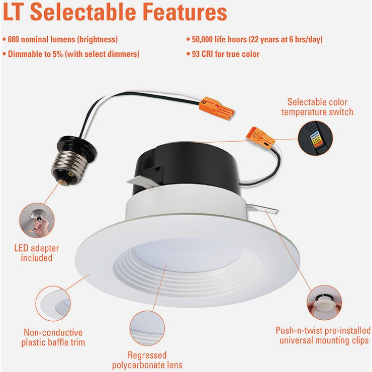 Image of Halo LT 4 In. IC Rated 5CCT LED Recessed Light Kit, 650 Lm.