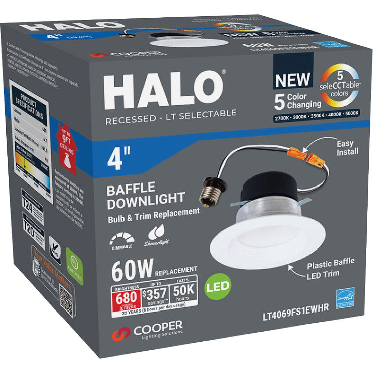 Image of Halo LT 4 In. IC Rated 5CCT LED Recessed Light Kit, 650 Lm.