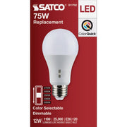 Image of Satco 75W Equivalent 5CCT-Selectable A19 Dimmable Traditional LED Light Bulb
