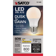 Image of Satco Nuvo 60W Equivalent Warm White A19 Medium Dusk To Dawn LED Light Bulb