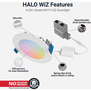 Image of Halo 4 In. White CCT Tunable Smart LED Downlight Connected by WiZ Pro, 600 Lm.