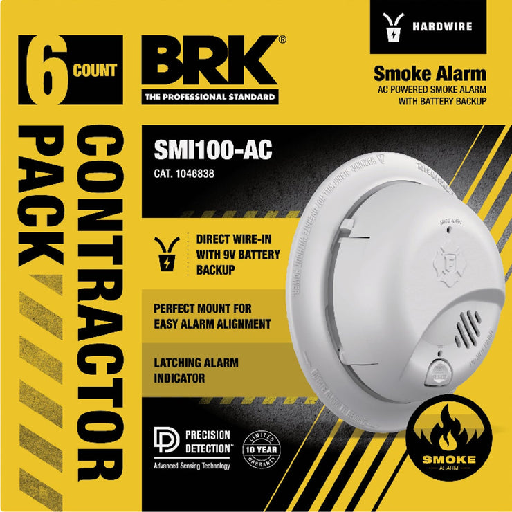 Image of BRK Interconnect Hardwired Ionization Smoke Alarm (6-Pack)