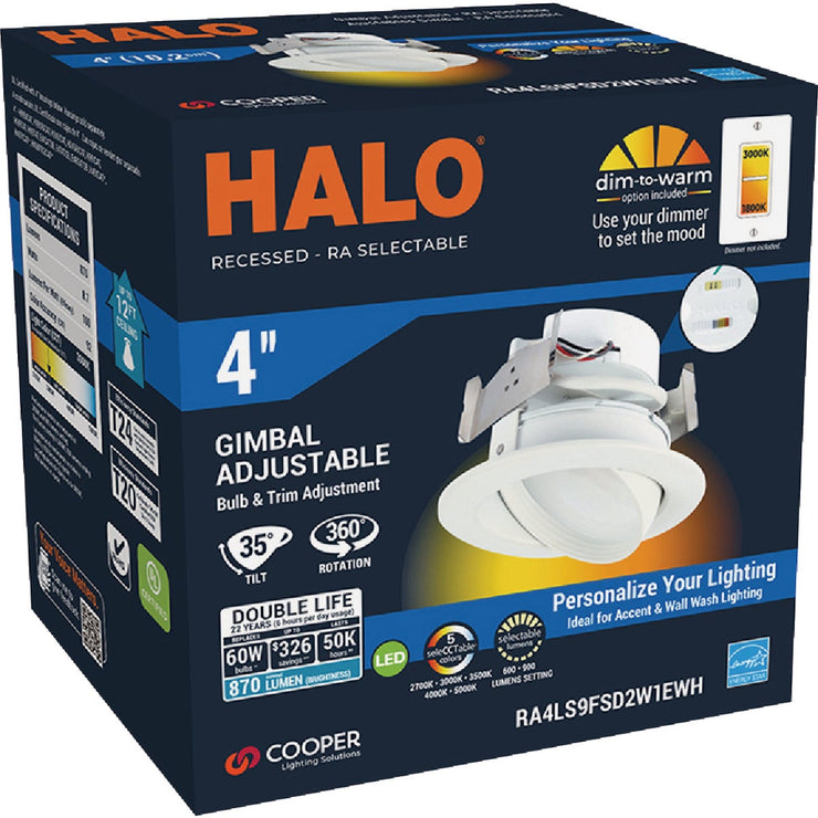 Image of Halo 4 In. Selectable CCT Integrated LED Recessed Light Trim, 600 Lm./900 Lm.