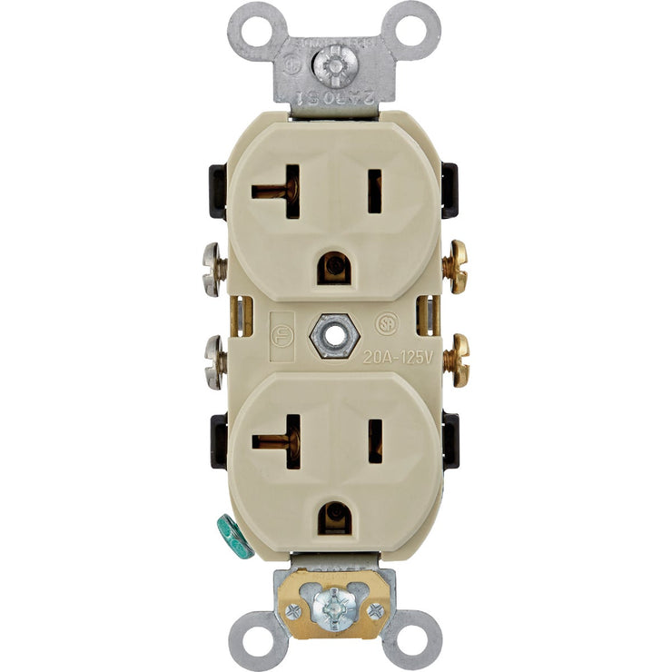 Image of Leviton 20A Ivory Commercial Grade 5-20R Combination Side Back Wire Duplex Outlet