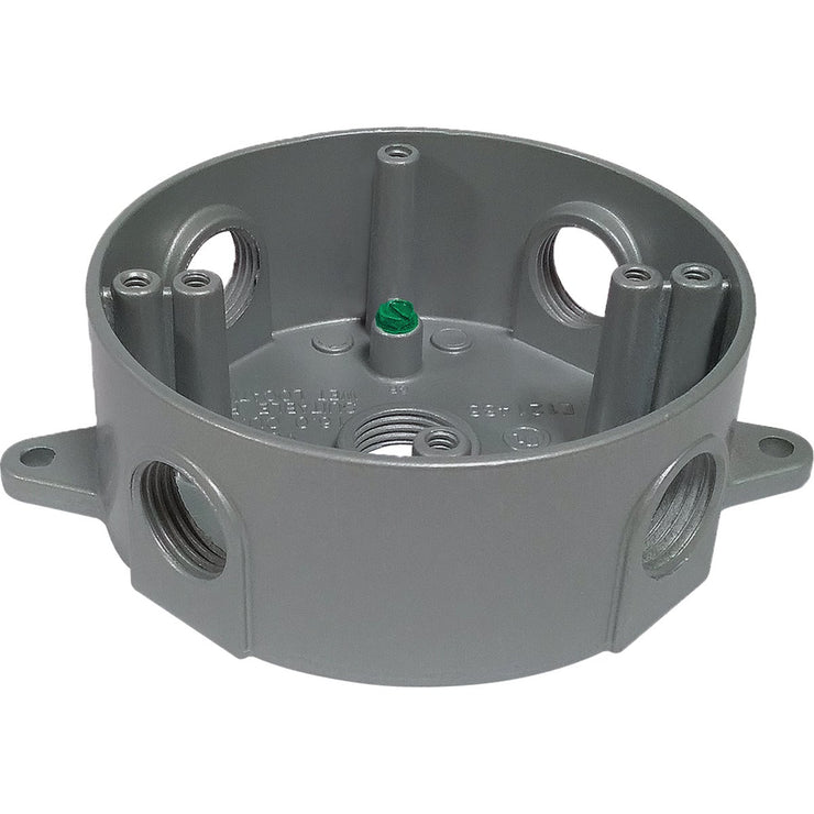 Image of Southwire 4 In. Dia. 3/4 In. 5-Outlet Gray Weatherproof Round Box