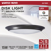 Image of Satco Nuvo 7 In. Mahogany Bronze 60W Equivalent LED CCT-Selectable Disk Flush Mount Ceiling Light Fixture