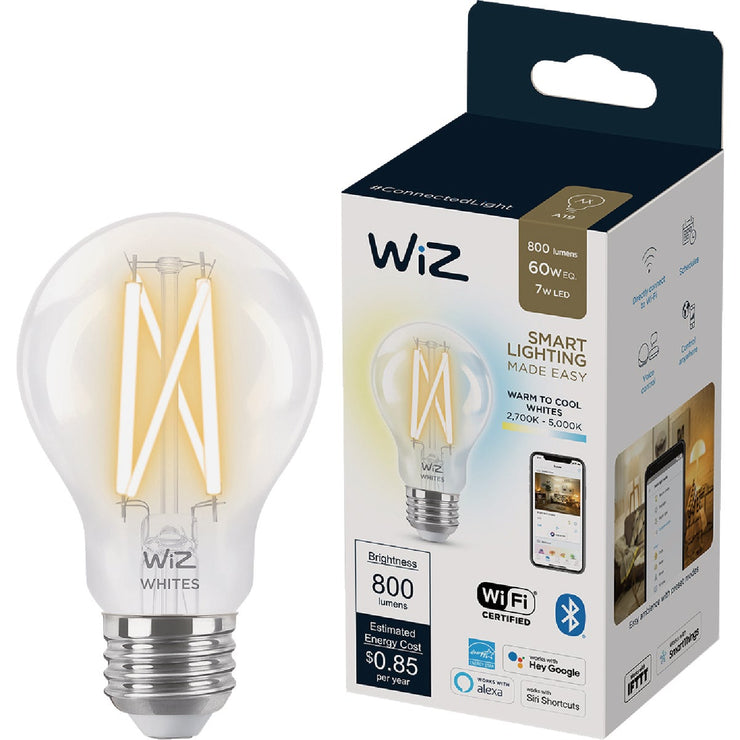 Image of Wiz 60W Equivalent A19 Medium Smart Filament LED Light Bulb