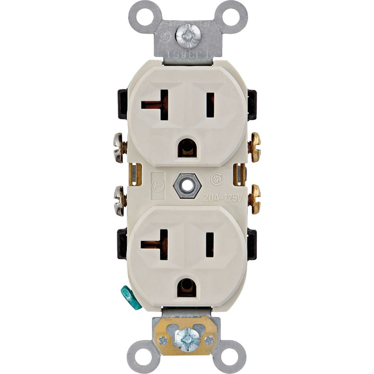 Image of Leviton 20A Light Almond Commercial Grade 5-20R Combination Side Back Wire Duplex Outlet