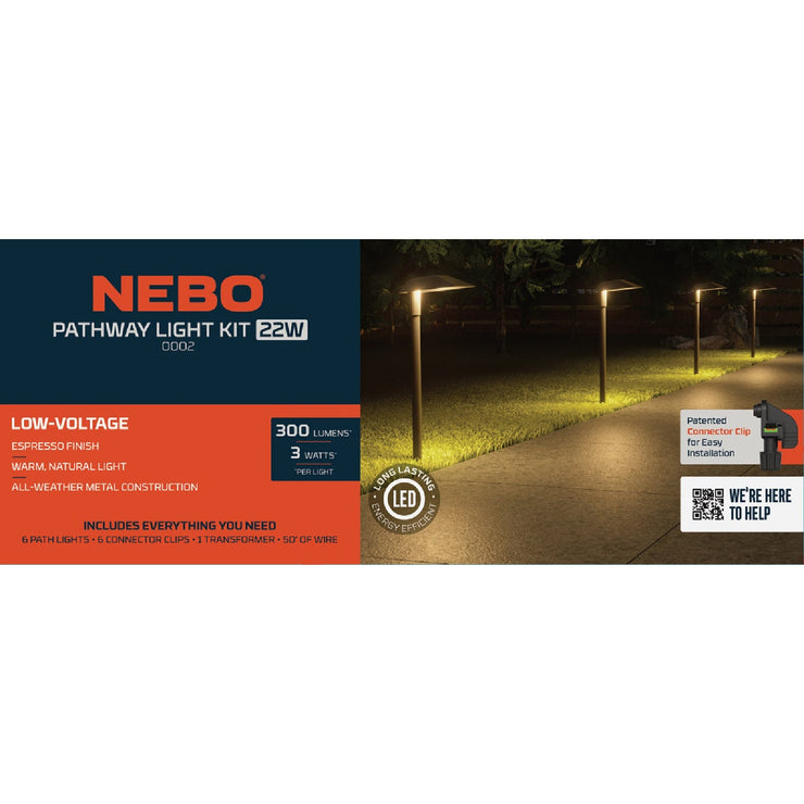 Image of Nebo LED Espresso All-Weather Metal Sleek Style Path Light Kit (6-Piece)