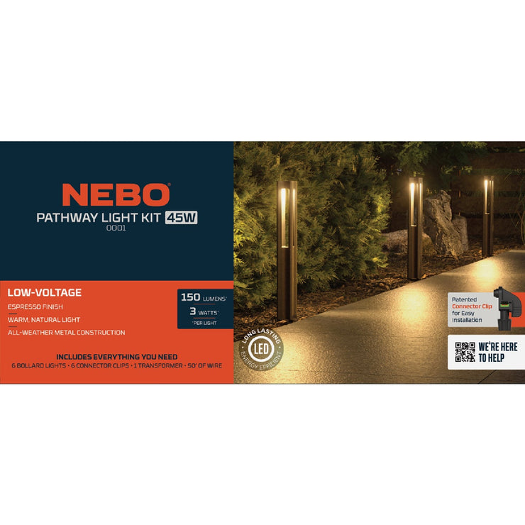 Image of Nebo LED Espresso All-Weather Metal Bollard Style Path Light Kit (6-Piece)