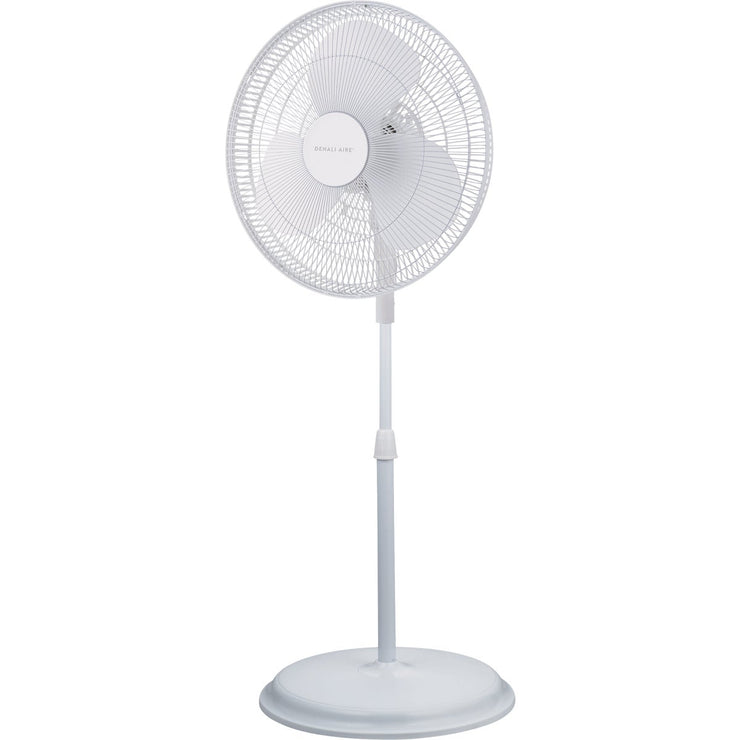 Image of Denali Aire 16 In. 3-Speed White Oscillating Pedestal Fan