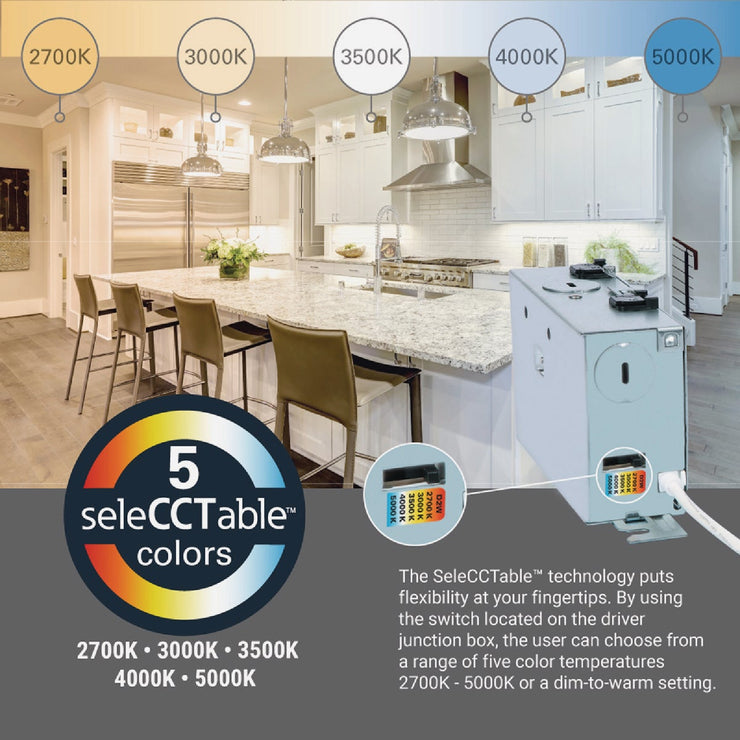 Image of Halo 6 In. Selectable CCT Direct Mount Canless Recessed LED Downlight, White