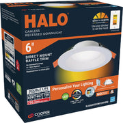 Image of Halo 6 In. Selectable CCT Direct Mount Canless Recessed LED Downlight, White
