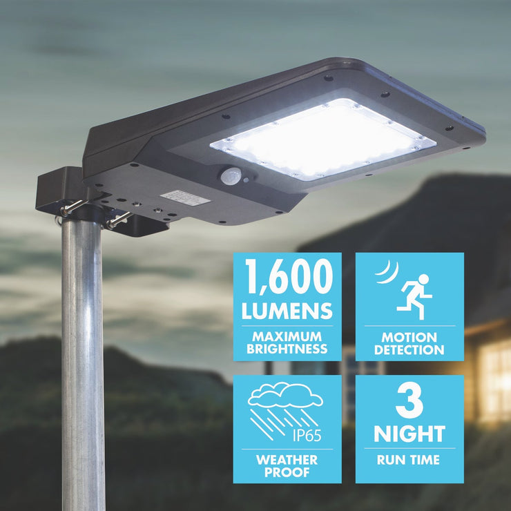Image of Wagan Tech Black Motion Activated Dusk To Dawn 1600 Lm. Solar Flood Light