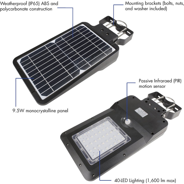 Image of Wagan Tech Black Motion Activated Dusk To Dawn 1600 Lm. Solar Flood Light