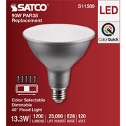 Image of Satco 90W Equivalent 5CCT-Selectable PAR38 Medium Dimmable LED Floodlight Bulb