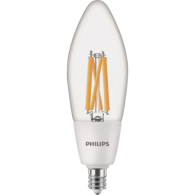 Image of Philips 40W Equivalent Soft White B11 Dusk to Dawn LED Decorative Light Bulb (2-Pack)