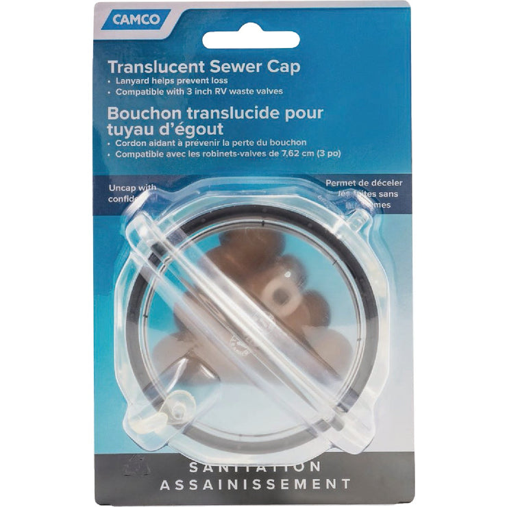 Image of Camco RV Translucent Sewer Cap with Lanyard