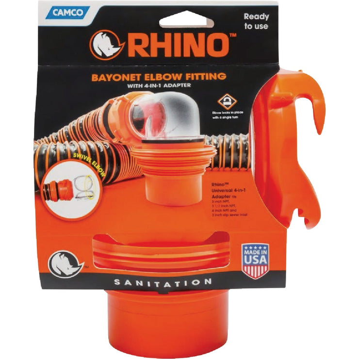 Image of Rhino Bayonet Swivel Elbow Fitting with 4-in-1 Adapter