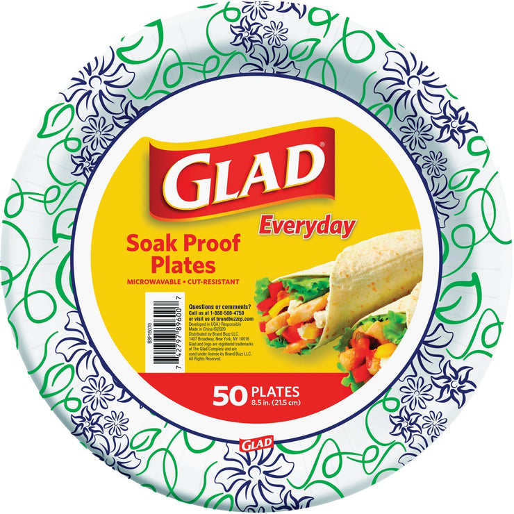 Image of Glad Everyday 8.5 In. Whimsical Floral Round Paper Plates (50-Count)