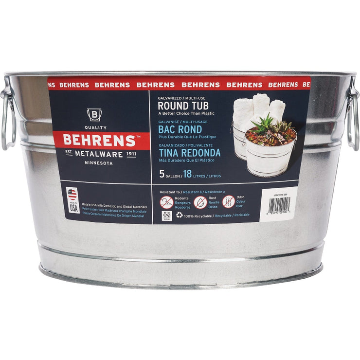 Image of Behrens 5 Gal. Round Galvanized Steel Utility Tub