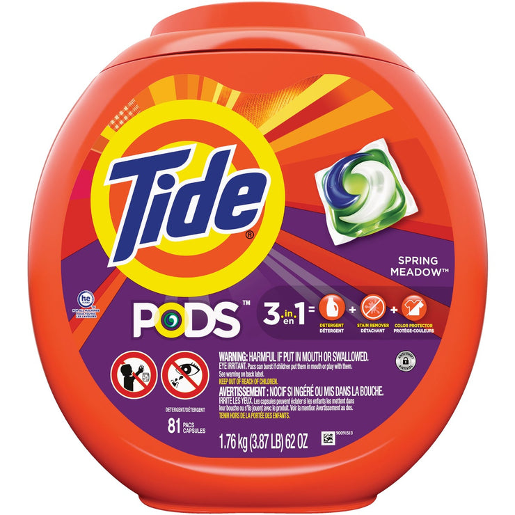 Image of Tide Pods Spring Meadow HE Liquid Laundry Detergent Soap Pacs (81-Count)