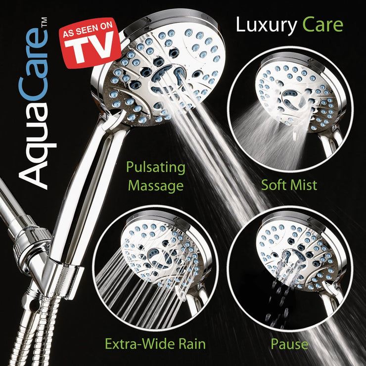 Image of AquaCare Chrome 8-Setting Handheld Shower Head