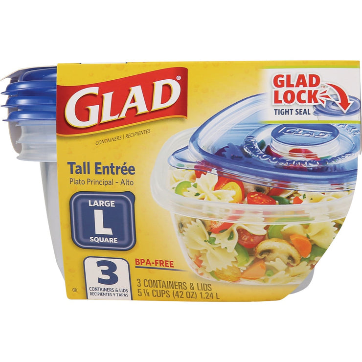 Image of Glad 42 Oz. Clear Square Tall Entre Container (3-Pack)