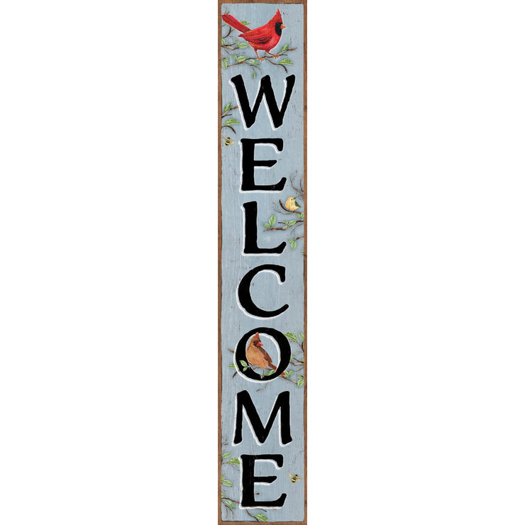 Image of My Word! Welcome Blue Cardinals 8 In. x 46.5 In. Porch Board