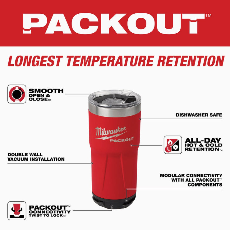 Image of Milwaukee PackOut 20 Oz. Red Insulated Tumbler