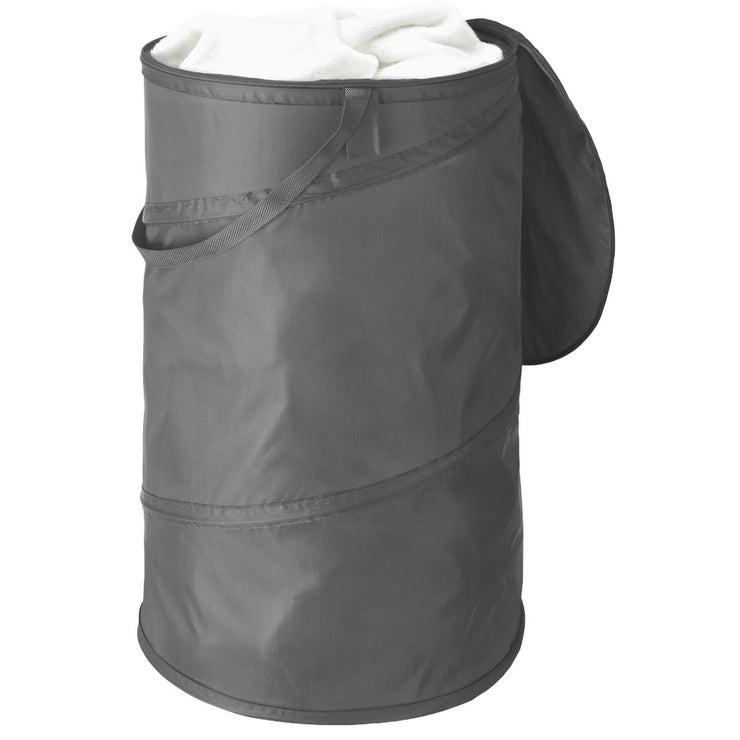 Image of Whitmor 15 In. Savy Gray Pop and Fold Collapsible Hamper with Lid