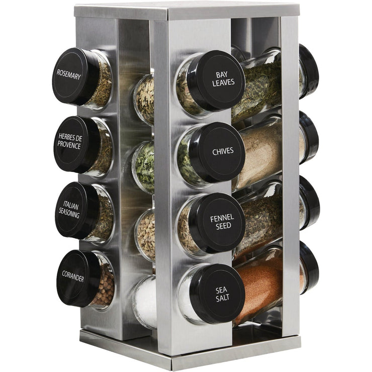 Image of Kamenstein Heritage 16-Jar Stainless Steel Revolving Countertop Spice Rack