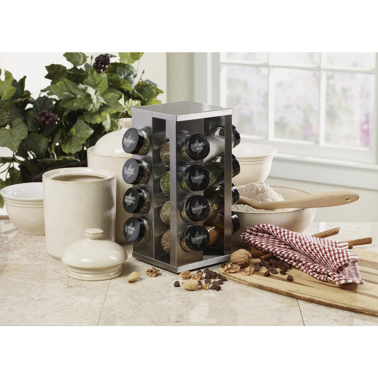 Image of Kamenstein Heritage 16-Jar Stainless Steel Revolving Countertop Spice Rack