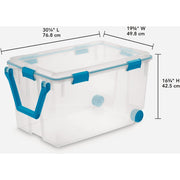 Image of Sterilite 120 Qt./114 Ltr. Blue Aquarium Wheeled Gasket Box