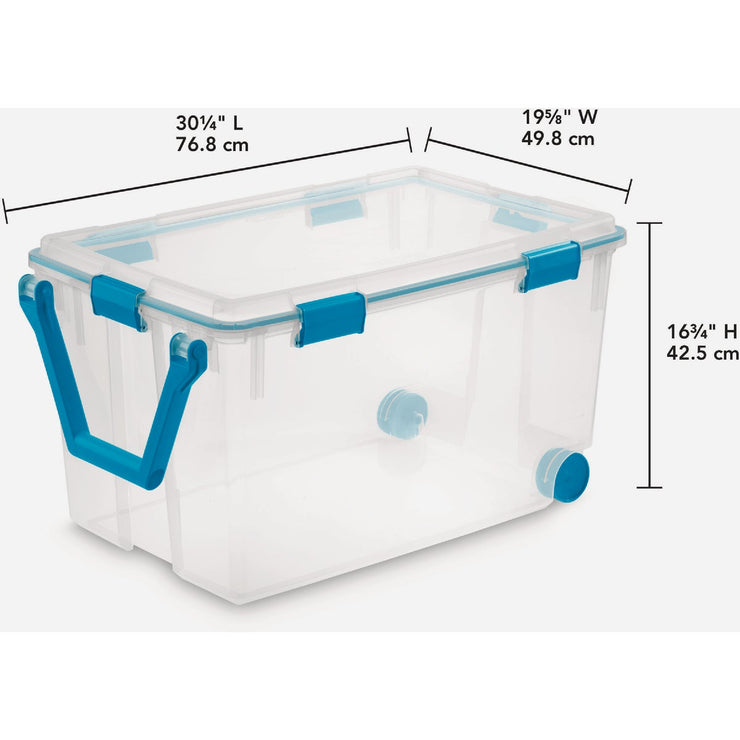 Image of Sterilite 120 Qt./114 Ltr. Blue Aquarium Wheeled Gasket Box