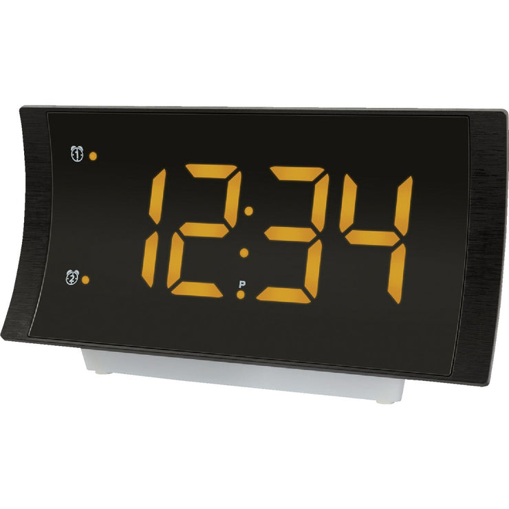 Image of La Crosse Technology Curved LED Alarm Clock with Radio & USB Charging Port