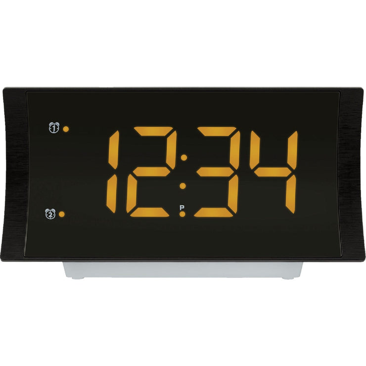 Image of La Crosse Technology Curved LED Alarm Clock with Radio & USB Charging Port