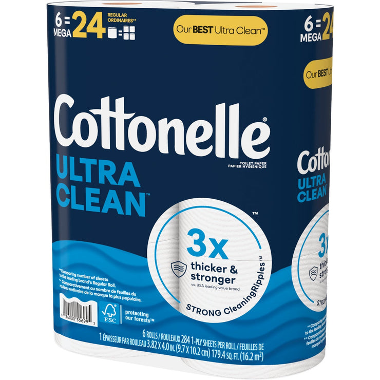 Image of Cottonelle Ultra Clean Strong Toilet Paper (6-Mega Rolls)