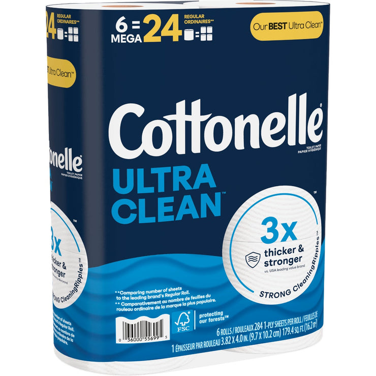Image of Cottonelle Ultra Clean Strong Toilet Paper (6-Mega Rolls)