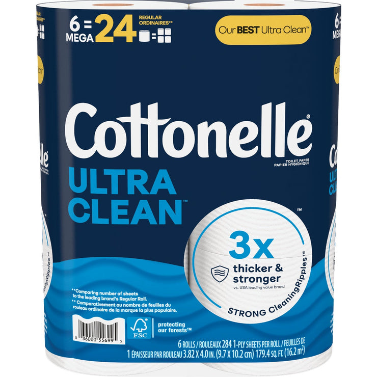 Image of Cottonelle Ultra Clean Strong Toilet Paper (6-Mega Rolls)